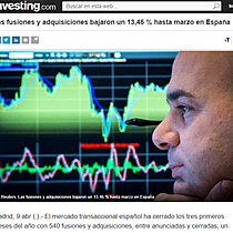 Las fusiones y adquisiciones bajaron un 13,46 % hasta marzo en Espaa